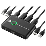 4K KVM Switch USB -Compatible Switches For 2 Computers Share Keyboard Mouse Printer And Monitor, Support 4K@60Hz