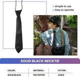 Solid Black Polyester Elastic Slim Necktie Neck Tie for Child