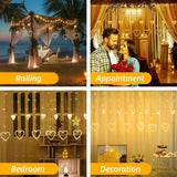 Heart shaped LED waterproof curtains with two food options - perfect for Valentine's Day