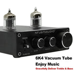 TUBE-03 Mini HiFi Audio Preamplifier 6K4 Vacuum Tube Amplifier Buffer Treble Bass Adjustment RCA Preamp Black Sier EU/UK Plug
