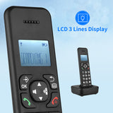 Cordless Phone Caller ID/Call Waiting 1.6 inch Backlight LCD 3 es Screen Display Rechargeable Batteries 16 Languages US PLUG