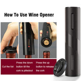 Electric Automatic Red Wine Opener with Foil Cutter - Kitchen Gadget & Accessory
