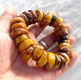 Explosion Natural Amber Beeswax Old Stone Abacus Bead For Men Hand Bracelet Yellow Bangle for men big size 15mm
