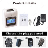 Electronic Clock Recorder LCD Recording Digital Attendance hine Card Time for Office Factory Employee Check in