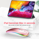 Rechargeable Bluetooth wireless mouse 2.4GHz USB RGB 1600DPI mouse, suitable for computers, laptops, game consoles, and mice