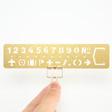 Templates Ruler Brass English Alphabets And Arabic Numerals Stencils With Symbols for Drawing, Bookmarks 13x3cm
