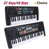 BIGFUN 37 Keys/49 Keys USB Organ Piano Digital Music Electronic Keyboard with Microphone Black
