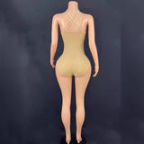 Hanging neck, sexy suspender, bikini color patchwork design, dazzling color, full diamond, super flash, girl group show and commercial dress