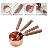 8 PCS Metal and Walnut Wooden Rose Gold Digital Measuring Cups And Spoons Set For Kitchen Cooking
