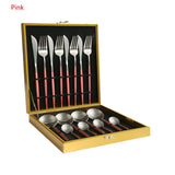 16Pcs Silver Dinnerware Set Stainless Steel Dinner Knife Fork Cutlery Set With Giftbox Drop Kitchen Cutlery