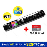 WiFi iSCAN Wireless Mini Portable A4 Document Scanner with 32G TF Card Images JPG PDF Formate Reader Pen 1050 dpi USB Wired