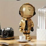 1pc Golden Astronaut Ornament, Resin Statue Art Craft, For Bookshelf Home Living Room Office Cafe Decor, Room Tabletop Display Entryway Decor, Winter Christmas New Year Decor