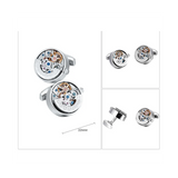 Movement Gear Precision Carving Fully Automatic Mechanical French Shirt Cufflinks Men's Sleeve Nails, B