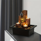 1pc Tree Stump Shape USB-Powered Desktop Fountain Furniture Decoration With Candlestick Function For Office Living Room Home Decoration