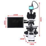 Professional Lab Biological HD Trinocular Microscope Zoom 2500X 2/16MP Electronic Digital Camera USB HDMI VAG + 10-inch LCD