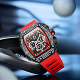 Fashion Men's Automatic Mechanical Watch ONOLA Unique Luxury Diamond Inlaid Design Waterproof Silicone Tape Watch Men Clock