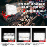 18W 2000LM LED Work Portable Outdoor Camping Light Rechargeable Lamps Flashlight for Milwaukee 18V Li-ion Battery