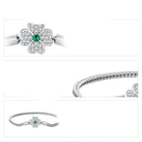 Green Zircon Lucky Four Leaf Grass Basic Bracelet