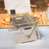 Detachable Stainless Steel Outdoor Folding Grill, Wood Burning Portable Assembly Charcoal Stove, Camping