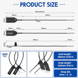 1000 Pcs Plastic Tamper Fire Extinguisher Security Tags Seals Safety Numbered Zip Ties Labels Black