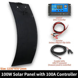 200W 100W Flexible Panel Kit 18V Cell 10A-100A Controller for Mobile Phone Car RV Camping Solar Plate Charger