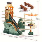 1 Set Of Plastic Green Dinosaur Breakthrough Big Adventure Climbing Stair Track, Electric Luminous Sound Toy