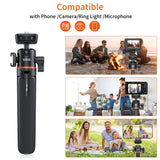 VRIG TP-06 Selfie Stick Tripod Stand Aluminum Alloy 1/4" Cold Shoe Mount Rotatable Ballhead 55cm 1.5kg Load for Live Streaming