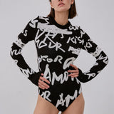 Women's Fashion Casual Letter Printing Clothes Woolen Jumpsuit