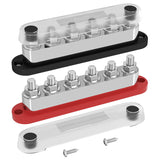 DaierTek 600A Power Distribution 12V Block 6 x 3/8" Terminal Studs 12 Volt Marine Bus Bar with Cover