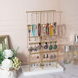 Organizer Tabletop Holder 6Tier Jewelry Tree Display Stand with Tray,For Earring Necklace Bracelet Gold
