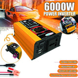 6000W Car LCD Display DC 12V To 110/220V Power Converter With Dual USB Ports And AC Outlets Inverter