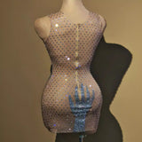 Banquet Party Elegance and Celebrity Evening Dress Style Sleeveless, Ultra Short, Sexy Wrapped Hip, Sequin Artificial Hand Design