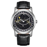 PINTIME Men's Watches Leather Strap Starry Moon Dial Casuals Fashion Quartz Wristwatch Luminous Waterproof Male Relogios Homme