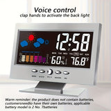 1pc Weather Clock with Voice-Activated Backlight - Displays Time, Date, Week, Temperature, Humidity, and Weather Forecast - 15.6x4x9.6cm/6.1x3.7x1.5in