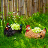 Resin Planters with Light wer Succulent Pot Solar Chicken Garden Statue Lights Hen Figurine Lighting