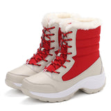 Winter and winter warm high top Korean version student lace up versatile lightweight snow boots women's cotton shoes trendy