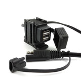 100cm SAE To Cable Adapter 3.1A Waterproof Motorcycle USB Charger Kit Dual Port Power Socket for Phone Tablet GPS