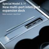 Top-For Tesla Model 3/Y 2021-2022 Quick Charger Intelligent USB Docking Station Shunt Hub Car Interior Powered Splitter