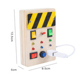 Baby Montessori Busy Board Wooden Toys With LED Light Switch Control Travel Activities Children Games For Toddlers 2-4Y