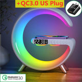 Led Rgb Light Wireless Charger Stand Lamp Bluetooth Speaker App Control For Iphone14 13 12 15w Fast Charge Station Alarm Clock