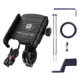 12-24V Motorcycle Phone Charger QC 3.0 Handlebar/ Rear-View Mirror 4-7 Inch Cellphone Holder with Aluminium Mount Base