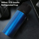 900mL 2-8℃ Portable Mini Vacuum Insulated Insu Refrigerated Cup 304 Stainless Steel Cooler LCD Beverage Refrigerator