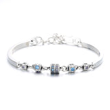 S925 Sterling Silver Cube Sugar Swivel Stitching Bracelet