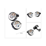 Movement Gear Precision Carving Fully Automatic Mechanical French Shirt Cufflinks Men's Sleeve Nails, B