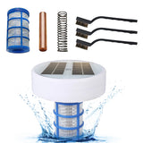 Purifier Solar Pool Tool - For Above Ground & Inground Pools, Eliminating Algae, Copper Water Ionizer with 3 Cleaning Brushes