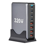 320W Gallium nitride Desktop 8-port PD Charge 3.0 Type C Fast Charger Mobile USB