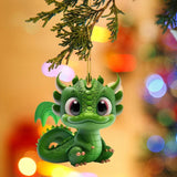 Christmas Tree 2D Cute Green Dinosaur Ornaments Acrylic Winter Festival Animal Car Pendant For Balcony