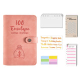 100 Envelopes Money Saving Challenge Budget Binder PU Leather Cover with Cash Envelope PVC Pocket Zipper/Budget Cards stickers