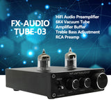 TUBE-03 Mini HiFi Audio Preamplifier 6K4 Vacuum Tube Amplifier Buffer Treble Bass Adjustment RCA Preamp Black Sier EU/UK Plug