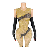 Halloween Evening Party Dress Atmosphere Dressing Black Handprint Design Sense Tight fitting jumpsuit Slim Fit